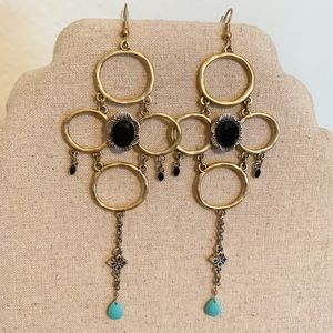 5” long gold drop earrings
